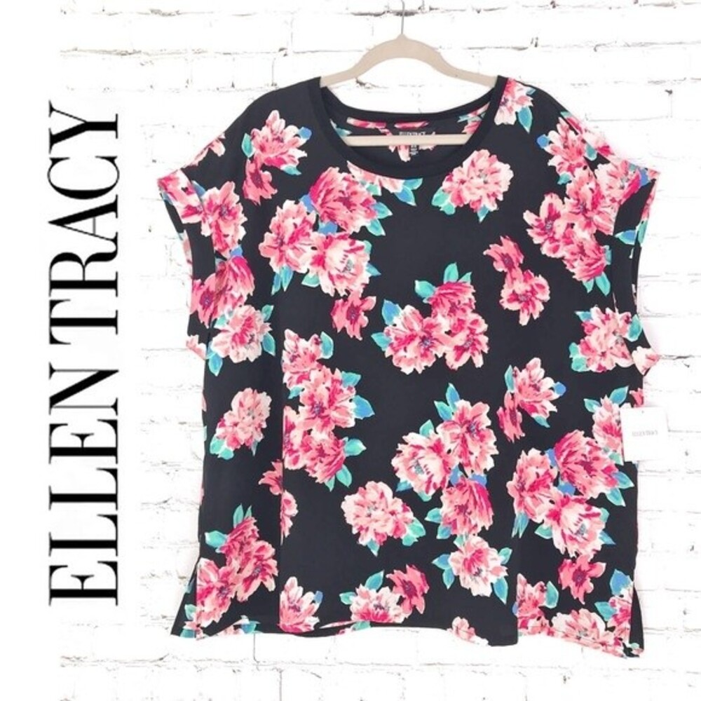 ELLEN TRACY Floral Print Sleeveless Blouse 3x NwT
